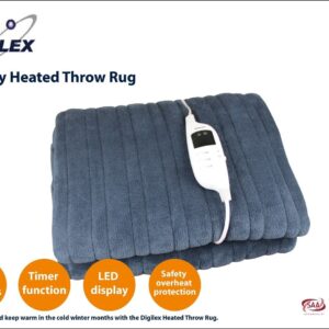 Digilex Electric Heated Throw Rug - Dark Grey