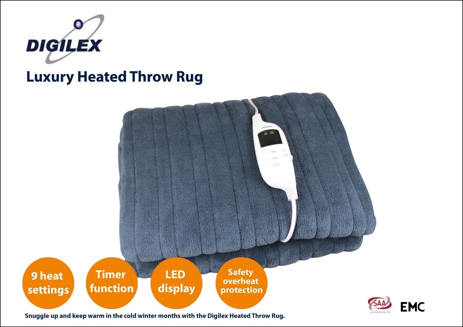 Elec Ring Rug Digilex Electric Heated Throw Rug - Grey - Power Pack Enterainment Pty Ltd